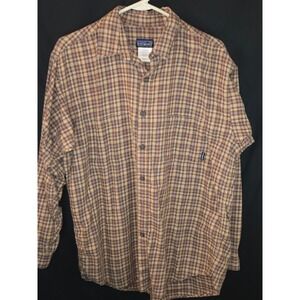 Patagonia Organic Cotton Plaid Long‎ Sleeve Button Up Shirt Mens Size Medium